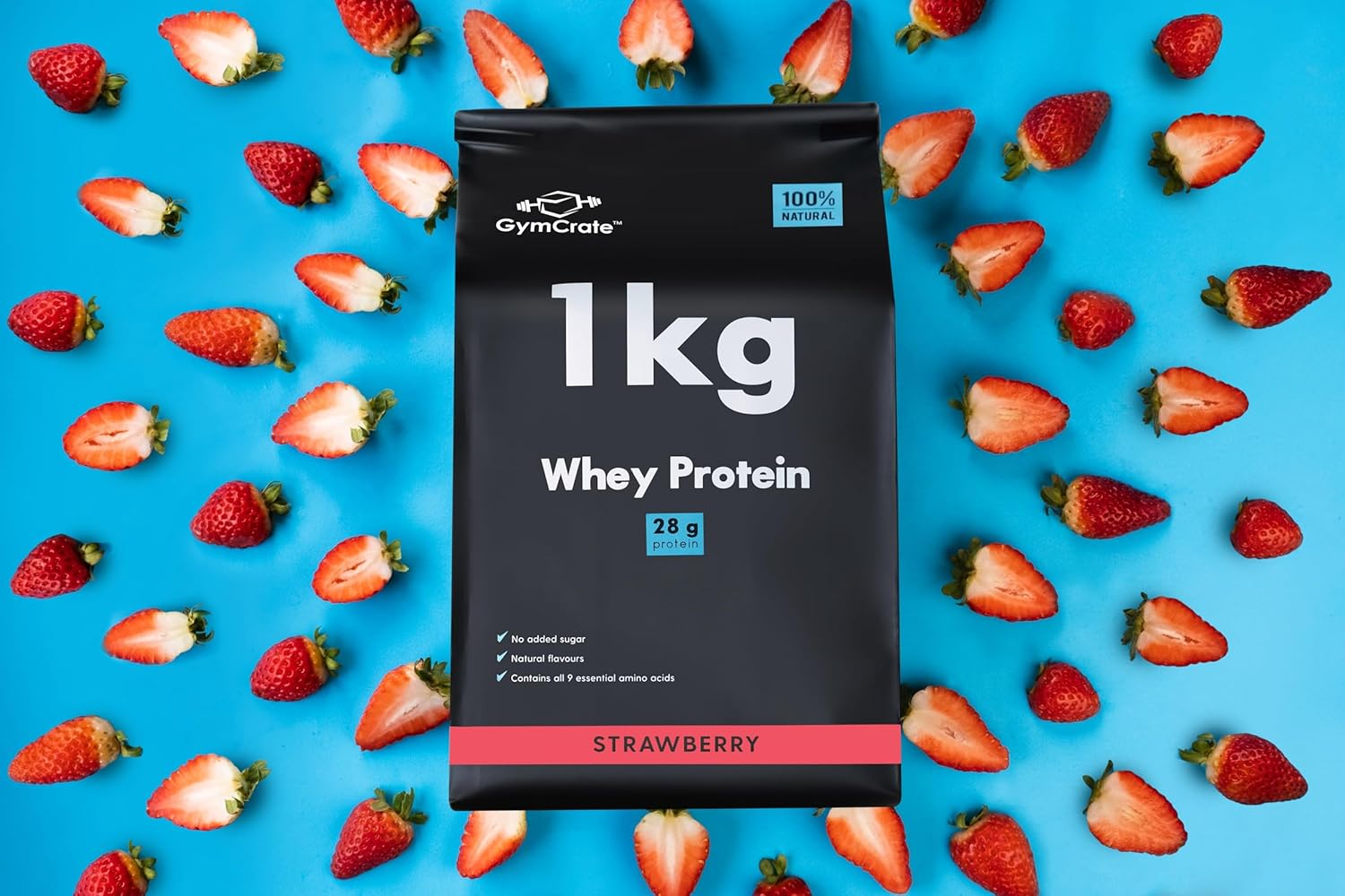 Gymcrate Strawberry Whey Protein Powder (1Kg) | Whey Protein Isolate & Concentrate Blend | 28G Protein per Serving | 28 Servings | Lean Muscle Support for Bodybuilders, Gym-Goers | Vegetarian Sports Nutrition Supplement image number 5