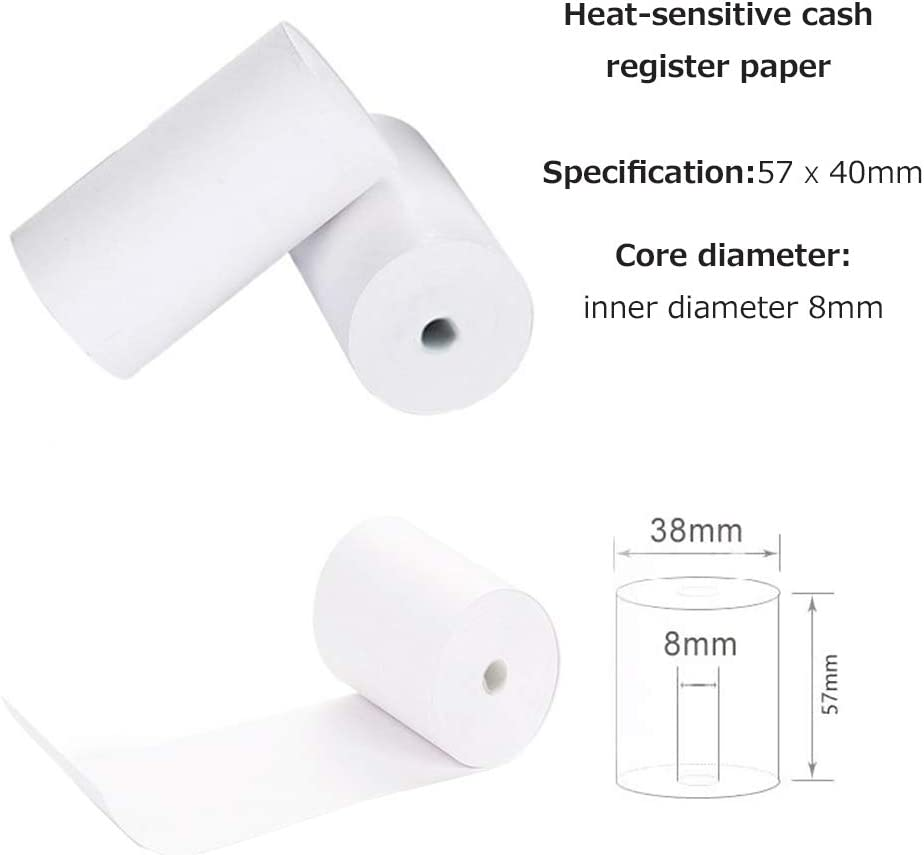 Thermal Paper Rolls 57 * 40Mm Printer Paper Cash Register Rolls for Supermarket POS Receipt Paper Printing 10 Rolls for PT-220 Portable Personal Bill POS Receipt Printer image number 1