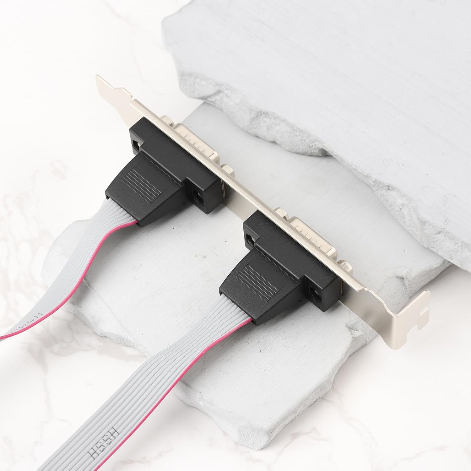 2Pcs DB9 Male COM Port to IDC 10Pin Serial Cable 2-Port Serial RS232 for Computer Motherboard, 30Cm