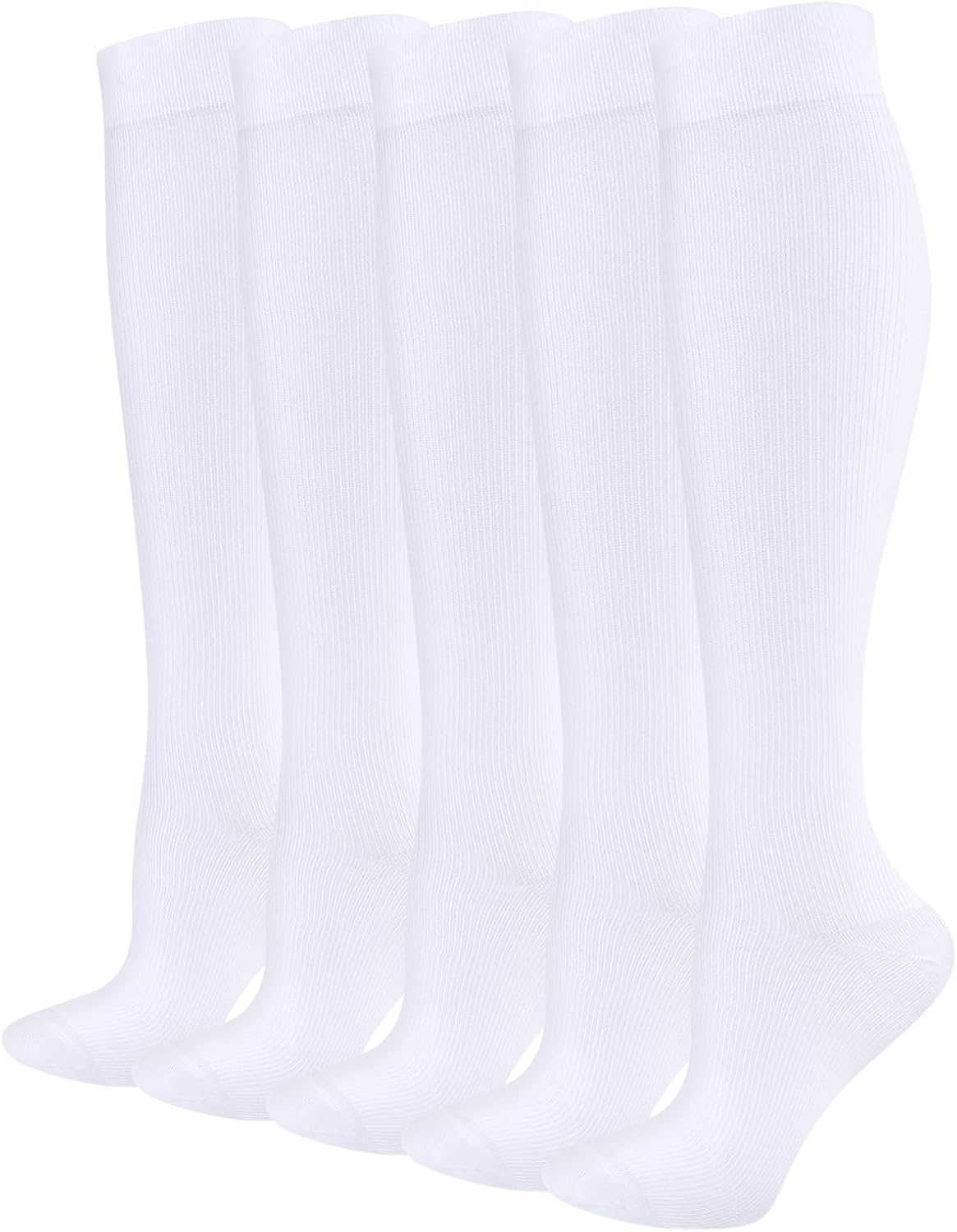 YUEDGE Women'S Compression Socks Knee High Baseball Running Cycling Athletic Sports Socks Travel Flight Socks for Women, 5 Pairs