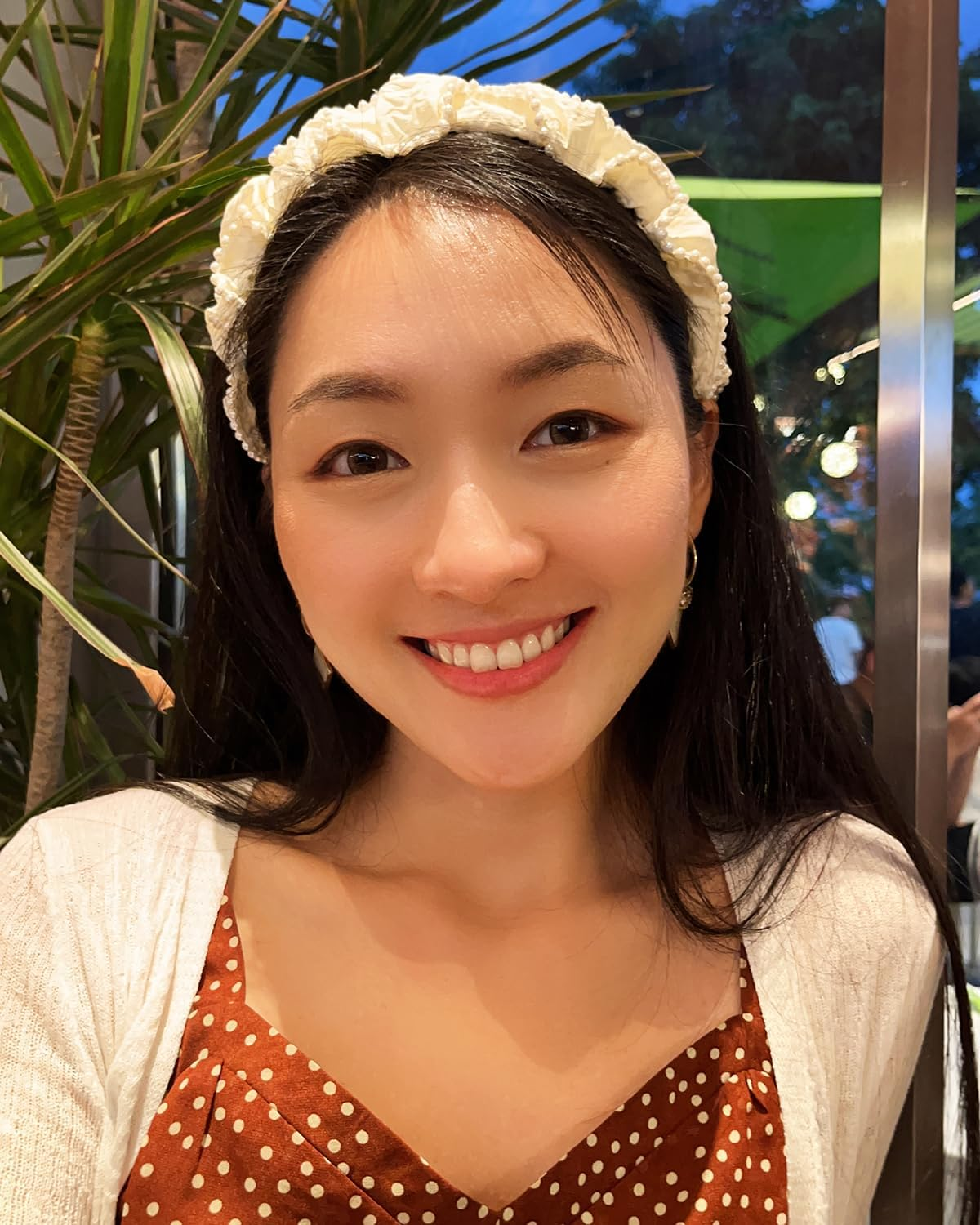 Lislic Women'S White Pearls Pleats Headbands for Women Non Slip, Boho Wide Pearl Cloth Headband, Girls Hair Accessories Christmas Gift (Cream Pleats) image number 6