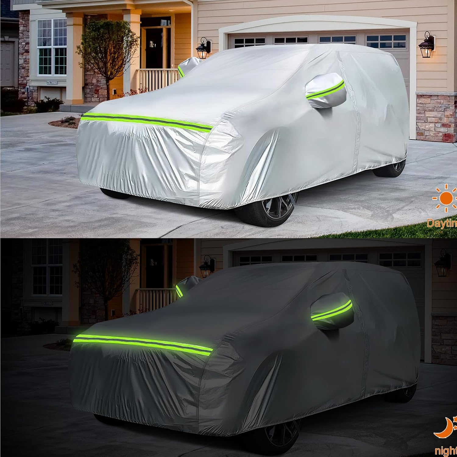 Waterproof Car Covers Replace for 2005-2025 Honda Odyssey Minivan, 6 Layers Silver All Weather Custom-Fit Car Cover with Zipper Door & Windproof Bands for Snow Rain Dust Hail Protection image number 1