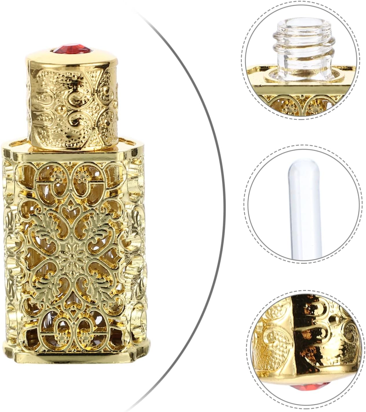 Outanaya 3Pcs Leakproof Travel Perfume Atomizer 3Ml Essential Oil Bottle Metal Glass Engraved Diy Craft image number 4