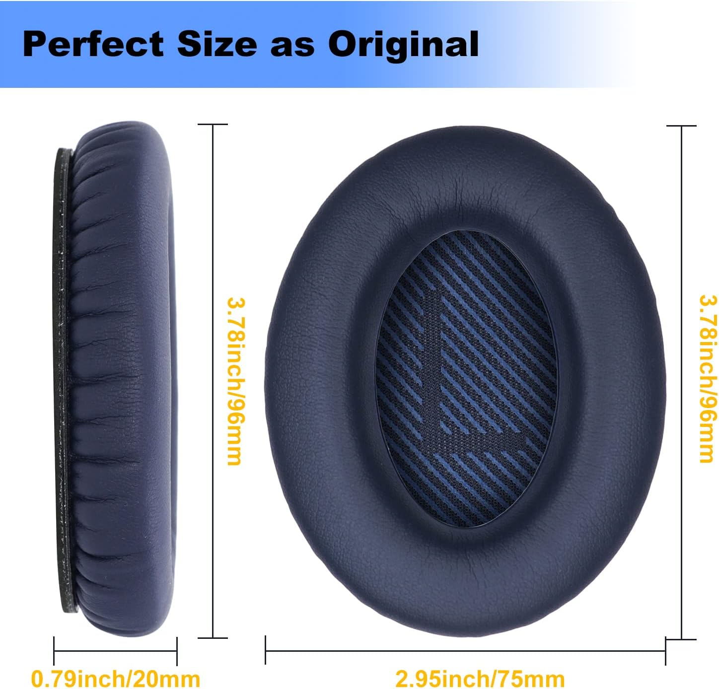 Professional Replacement Ear Pads for Bose Quietcomfort 35 (QC35) & Quietcomfort 35Ii (Qc35Ii),Premium Headphones Earpads Cushions with Softer Leather and Memory Foam, Midnight Blue image number 1