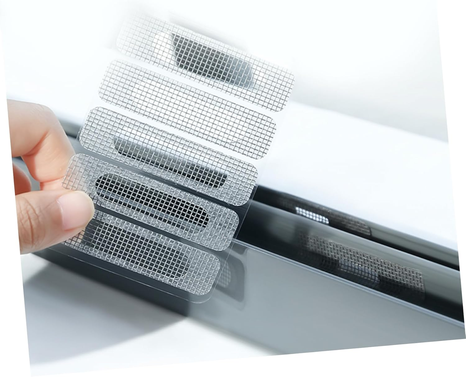 ARTIBETTER Window Screen Repair Tape Fiberglass Mesh Sticker 10 Sheets Black and White Pet Reinforced Adhesive for Door and Window Drain Hole Patch Mesh Repair in Home image number 5