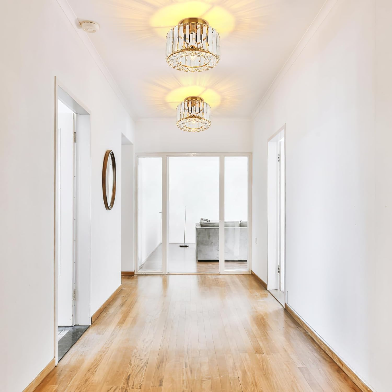 FORCOSO Crystal Ceiling Light Diameter 23 Cm, Chandelier Gold with Metal Frame Lampshade, Base E27 Ceiling Light, Modern Lamp for Bedroom, Living Room, Hallway, Kitchen, Dining Room image number 3