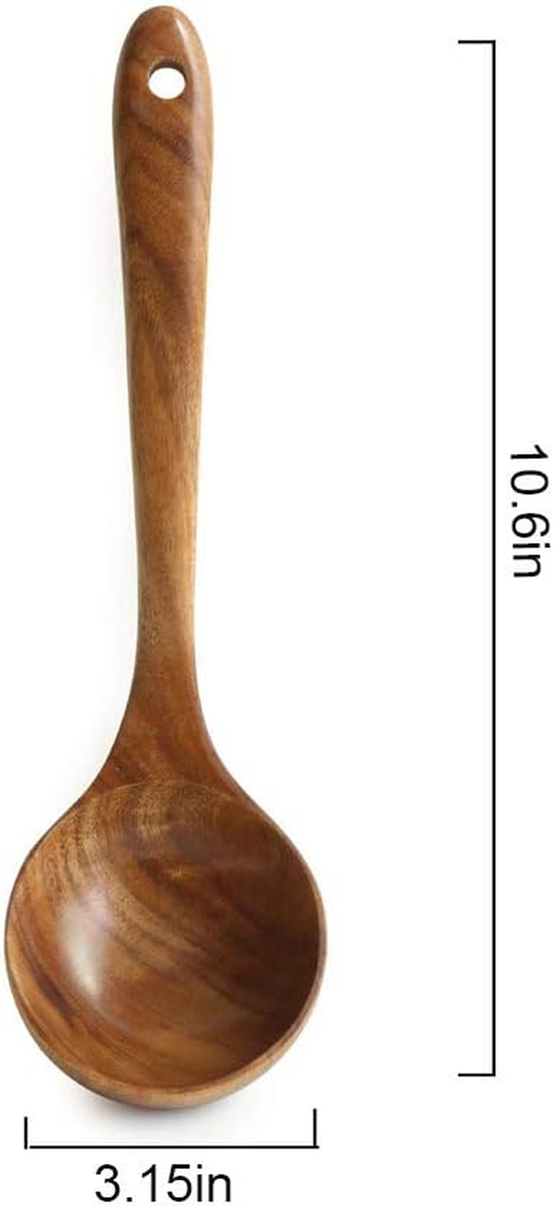 Teak Kitchen Utensils,Wooden Soup Spoon Kitchenware Seasoning Scoop Dipping,Oil Dipper,Meal Rice Scoop,Natural Utensils Handcrafted Cutlery Tool (Soup Spoon(10.6X3.15In))&hellip; image number 4