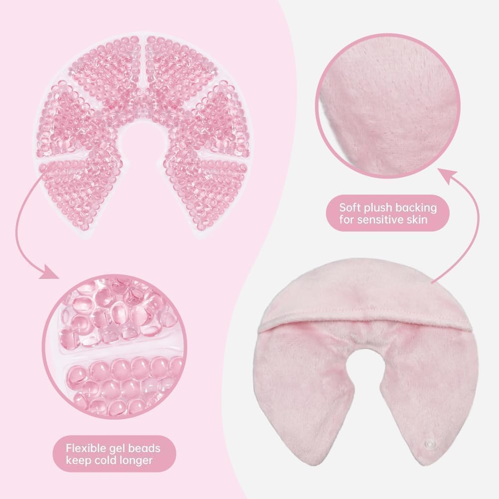 Hot & Cold Breast Gel Bead Packs - Cooling & Heating Pads for Breastfeeding Relief | Nursing Pain, Mastitis, Engorgement, Swelling, Plugged Ducts | Boost Milk Let-Down & Production - 2 Pack (Pink) image number 3