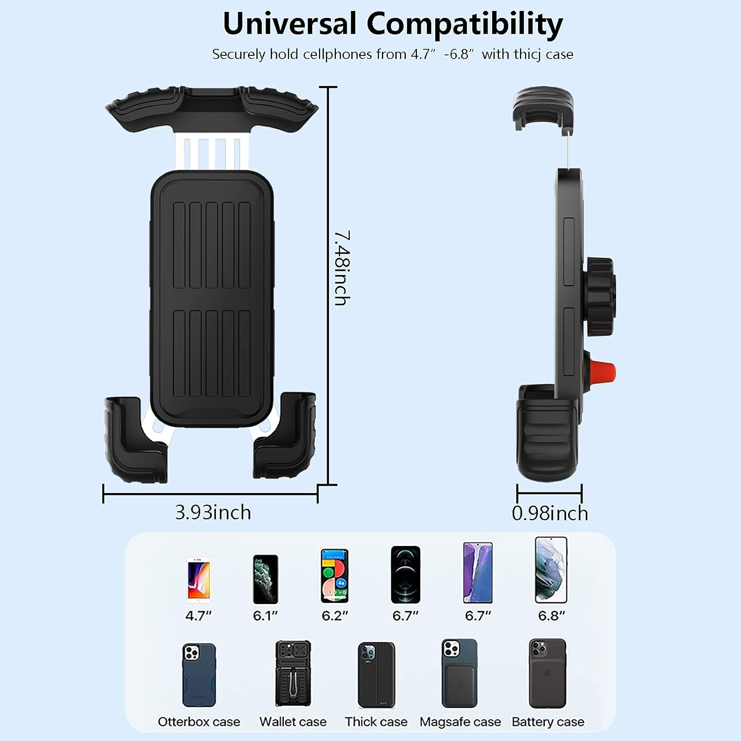 Bike Phone Holder, [2024 Upgrade] Motorcycle Phone Mount, Bicycle Phone Holder, Handlebar Phone Mount, for Iphone Bike Mount, Bike Accessories image number 5