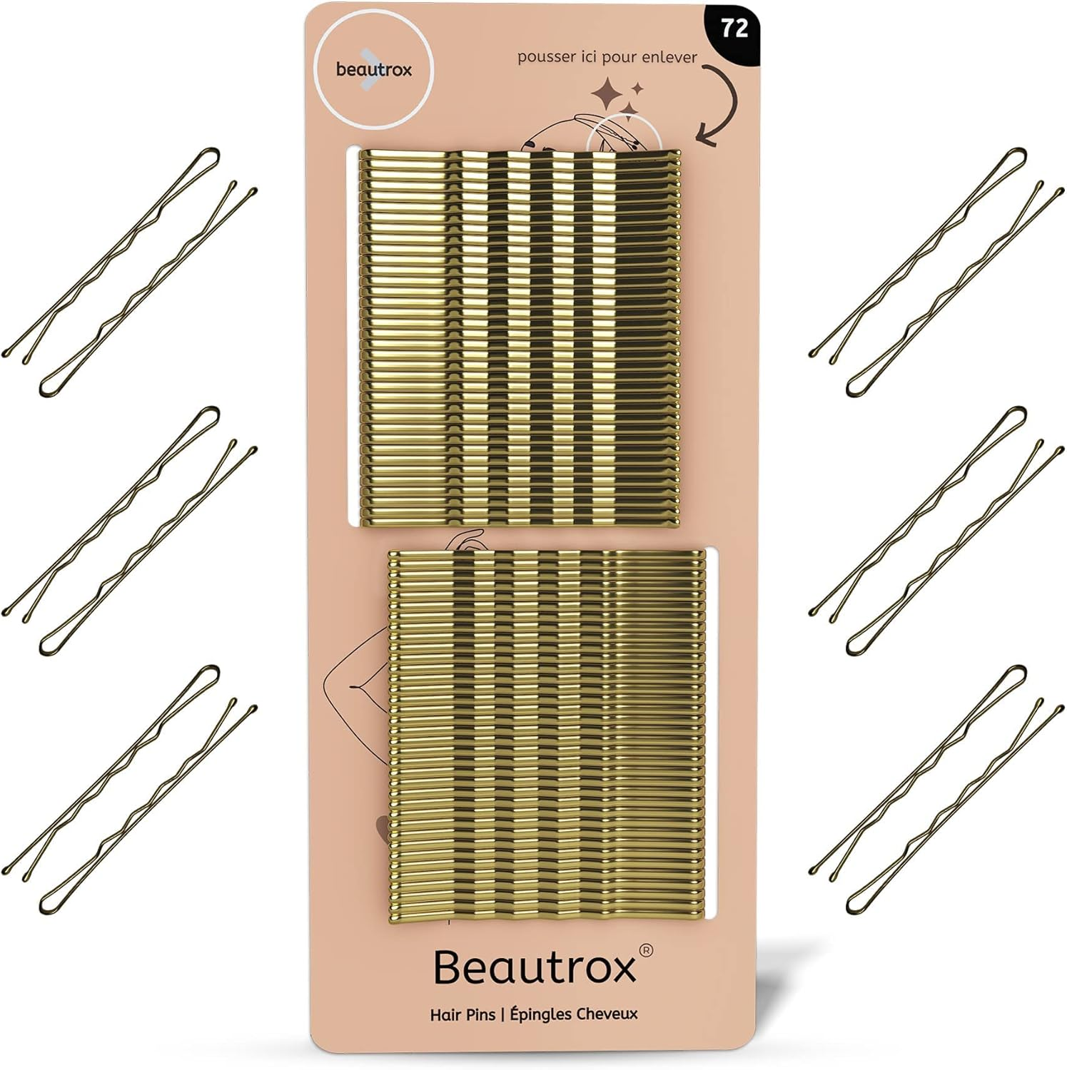 Beautrox Blonde Hair Pins for Women &mdash; 72 Pieces, 5.5Cm Blonde Hair Grips &mdash; Sturdy Steel Bobby Pins Blonde for All Day &mdash; Kirby Grips Suitable for All Hair Lengths & Thickness &mdash; Hair Accessories Women