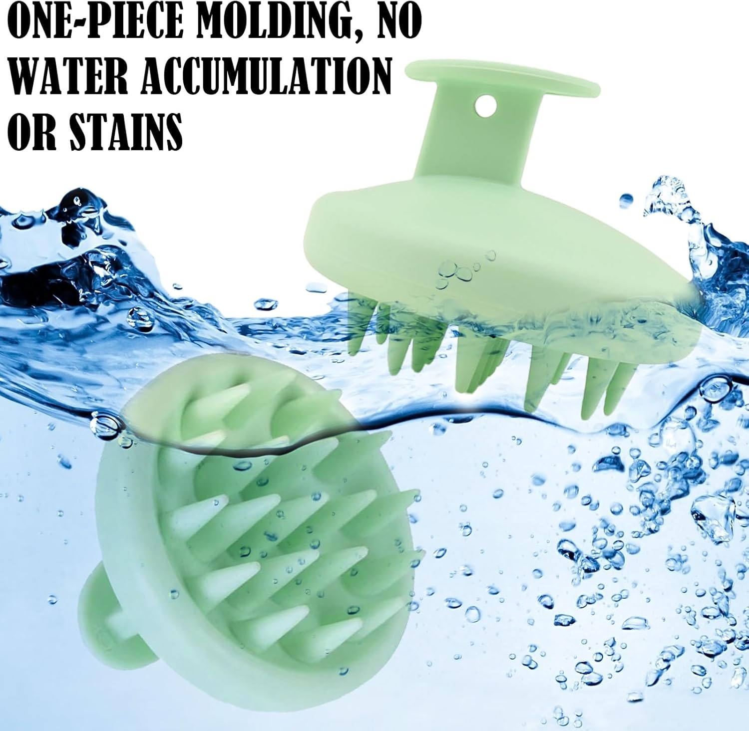 DKDDSSS Scalp Massage Brush Shampoo Brush, 2 Pieces Silicone Shampoo Hair Brush for Exfoliating and Stimulating Hair Growth, Reduces Dandruff, Stimulate Hair Growth, Fir Green image number 2