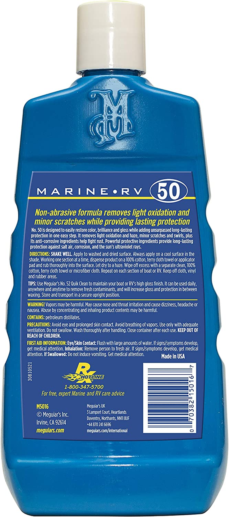 Meguiar&rsquo;S Marine & RV One Step Cleaner Wax - Provides Durable Long-Lasting Protection against Salt Air, Corrosion and the Sun&rsquo;S Ultraviolet Rays image number 6
