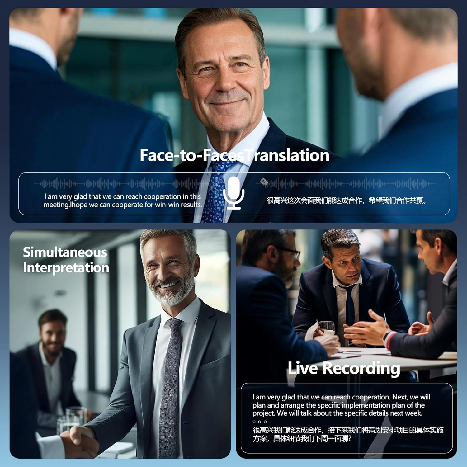 AI Translation Earbuds Real Time, 3-In-1 Translator Earbuds 164 Foreign Languages & Accents, Audifonos Traductores Ingl&eacute;s Espa&ntilde;ol,Open Ear Wireless Headphones with Charging Case Fit Ios & Android - Classic Black image number 4