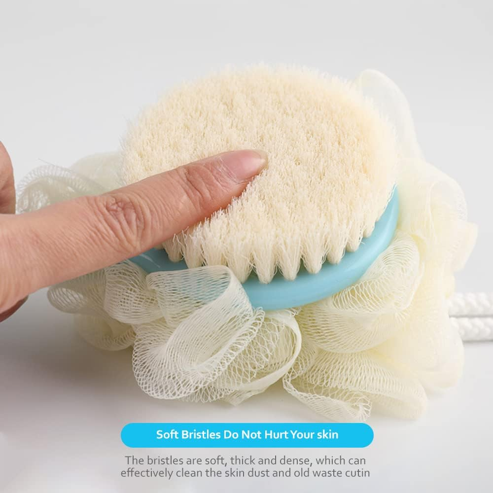 IFAN&trade; Back Scrubber for Shower Bath Brush Body Bath Back Scrubber&Bomb 2-Side Dual-Purpose Shower Pouf (Blue)