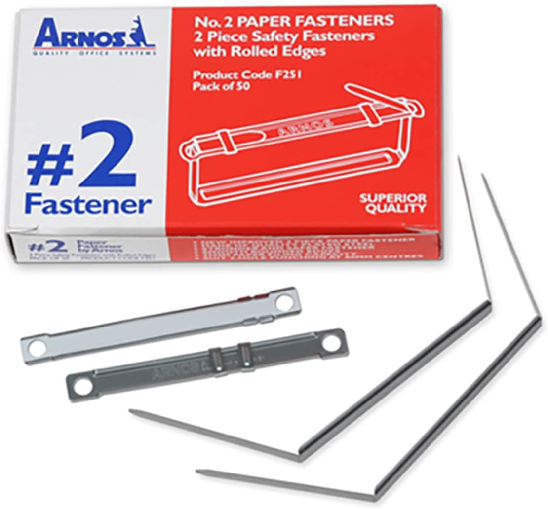 Arnos No. 2 Metal File Fastener Two Piece (Pack of 50)