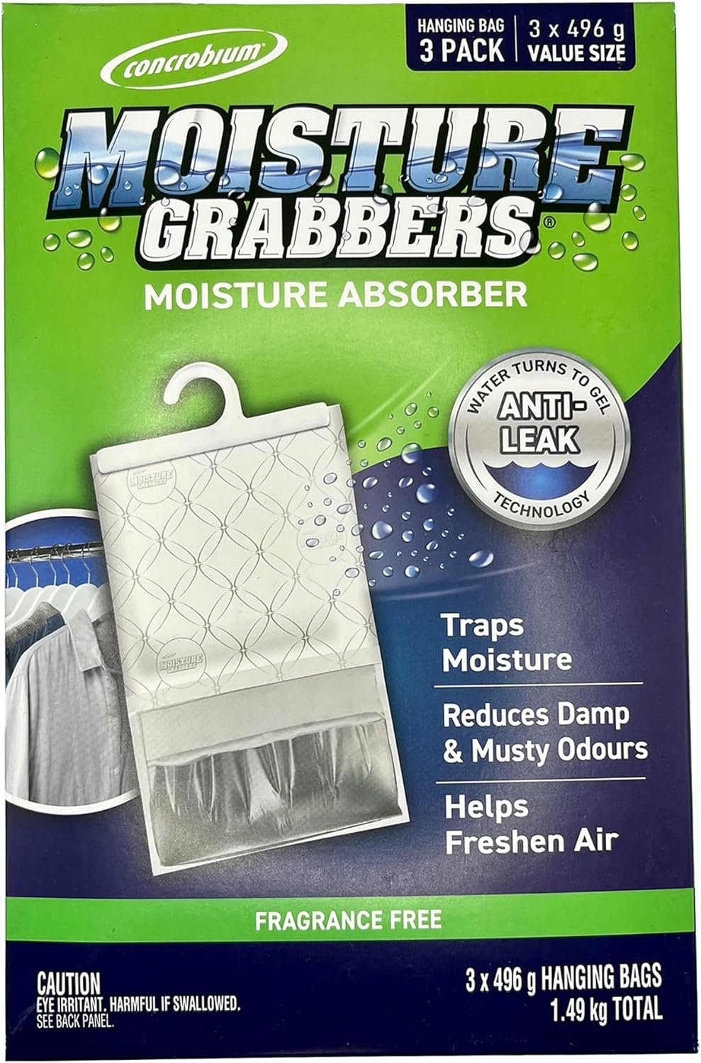 Concrobium 1Kg Moisture Grabbers XL Humidity Absorbing Pouch &ndash; Large Indoor Area Absorber & Trap, Ideal for Basements, Attics, Garages, Boats & Rvs, Effective Flood Damage Management image number 2