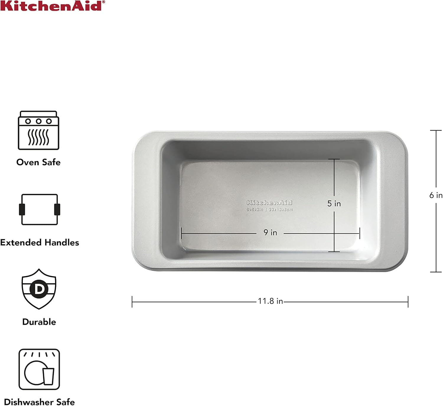 Kitchenaid 9X5In Nonstick Aluminized Steel Loaf Pan, Silver image number 1