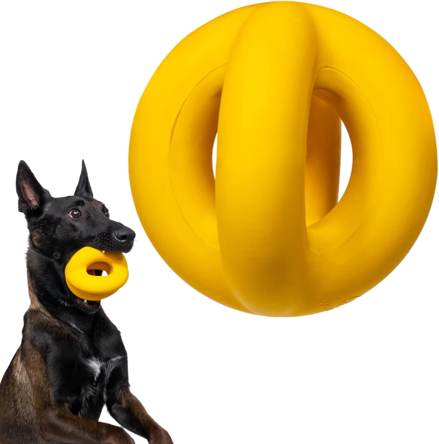 Woofbite&reg; Indestructible Tough Ring Ball for Dogs, Toy Destroyers & Aggressive Chewers - Durable, Heavy Duty Natural Rubber - Dog Chew, Tug & Fetch Toy for Medium & Large Breed Dogs image number 4