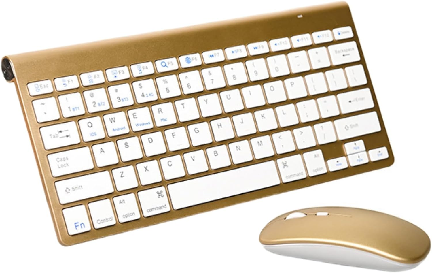 Bluetooth Keyboard and Mouse Set for Mac, Wireless Bluetooth Dual-Mode Office Keyboard and Mouse Combo, 2.4G Ultra-Thin Compact Quiet, for Windows, Computer, Desktop, PC, Notebook, Laptop (Gold) image number 4