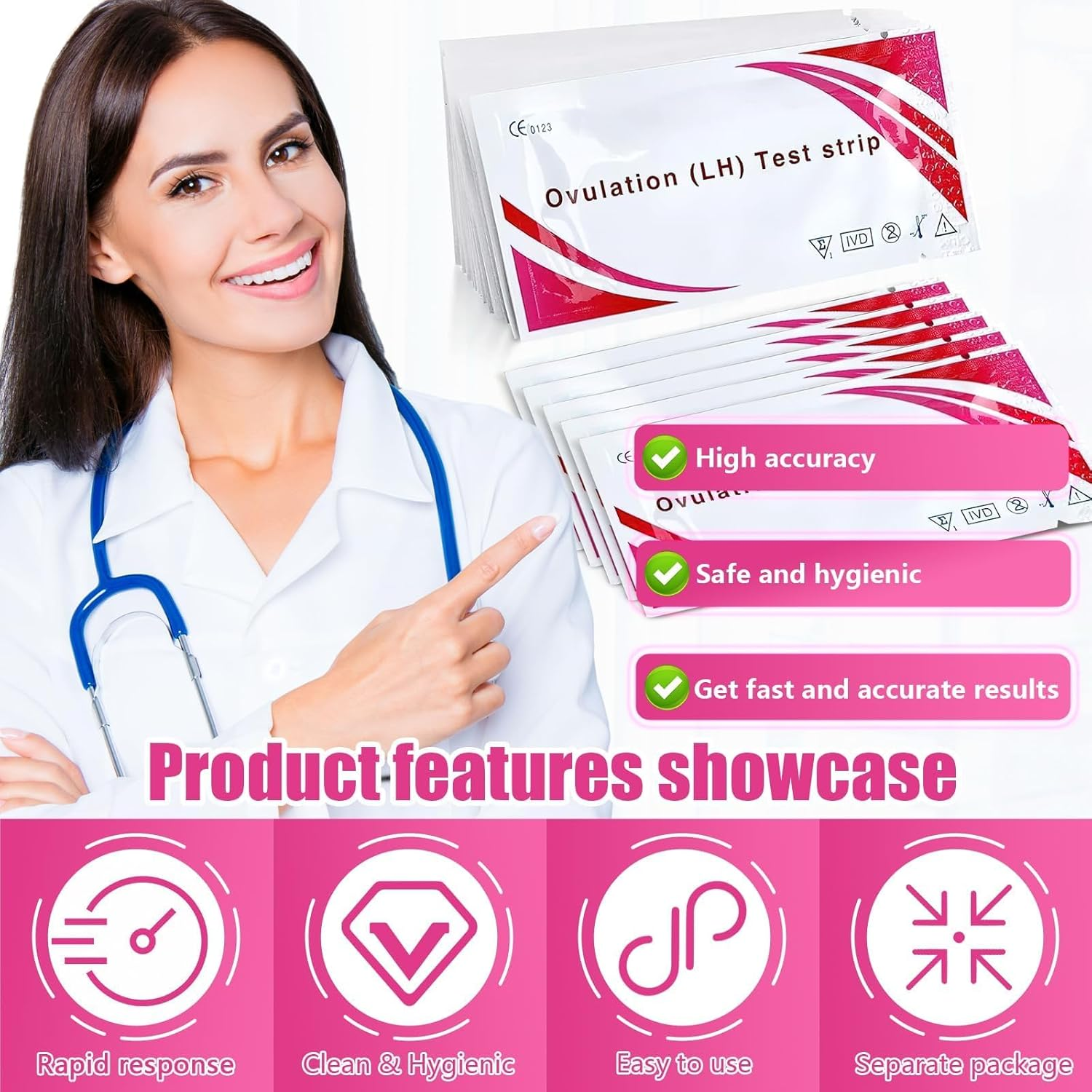 Ovulation Test Strips, 50 Pcs Fertility Tests, Ovulation Predictor Kit for Women Home Testing,(50 Pcs) image number 4