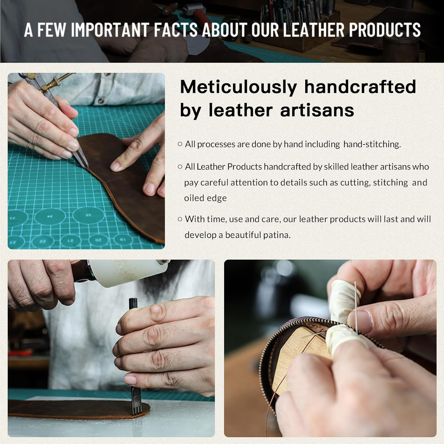 CONTACTS Full Grain Leather Empty Manicure Kit Case for Men Travel Nail Clipper Pouch Small Personal Care Tools Pouch by Handmade (Case Only) image number 1