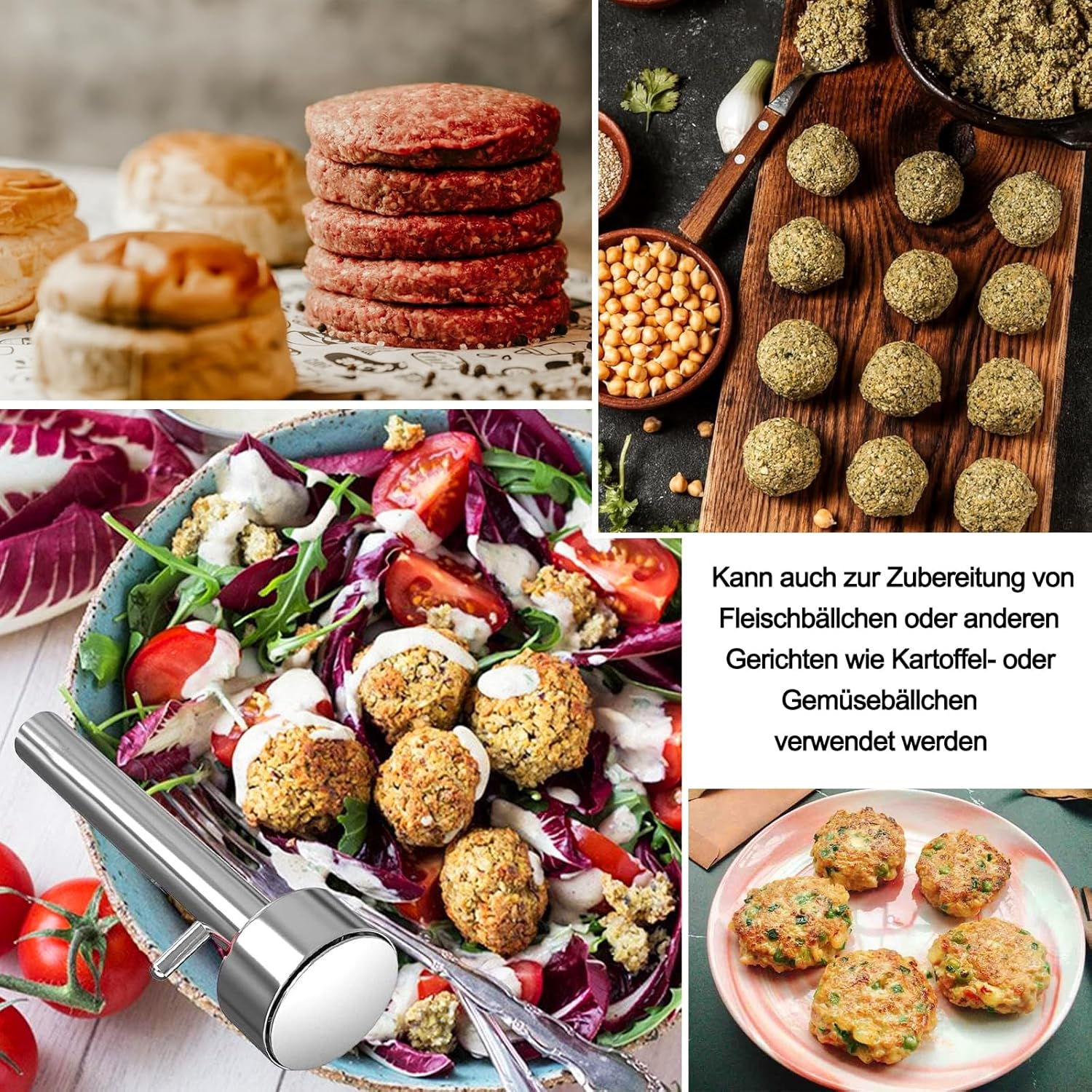 Falafel Maker, 4 Cm Falafel Scoop, Falafel Scoop, Stainless Steel Falafel Shaper, Non-Adhesive Falafel Baller Tool, Falafel Baller Tool, Falafel Balls, for the Kitchen Home and Restaurant image number 6