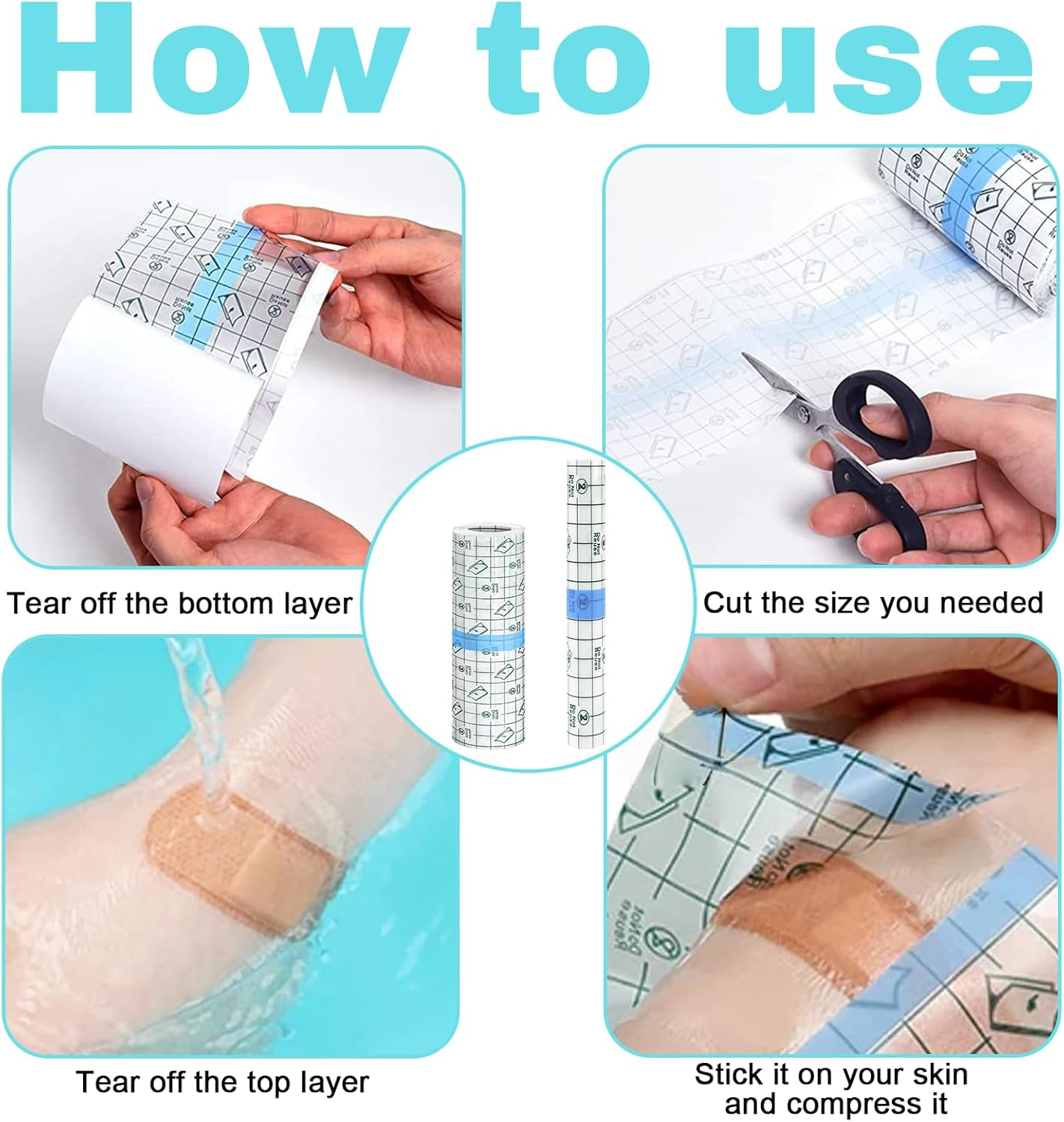 Jeyzuroa 2 Pack Hydrocolloid Bandages & Scar Tape, Adhesive Film - Breathable Skin Protection Bandage for Tattoo Aftercare & Scar Management, Healing & Protection (20Cm X 1M & 15Cm X 5M) image number 1