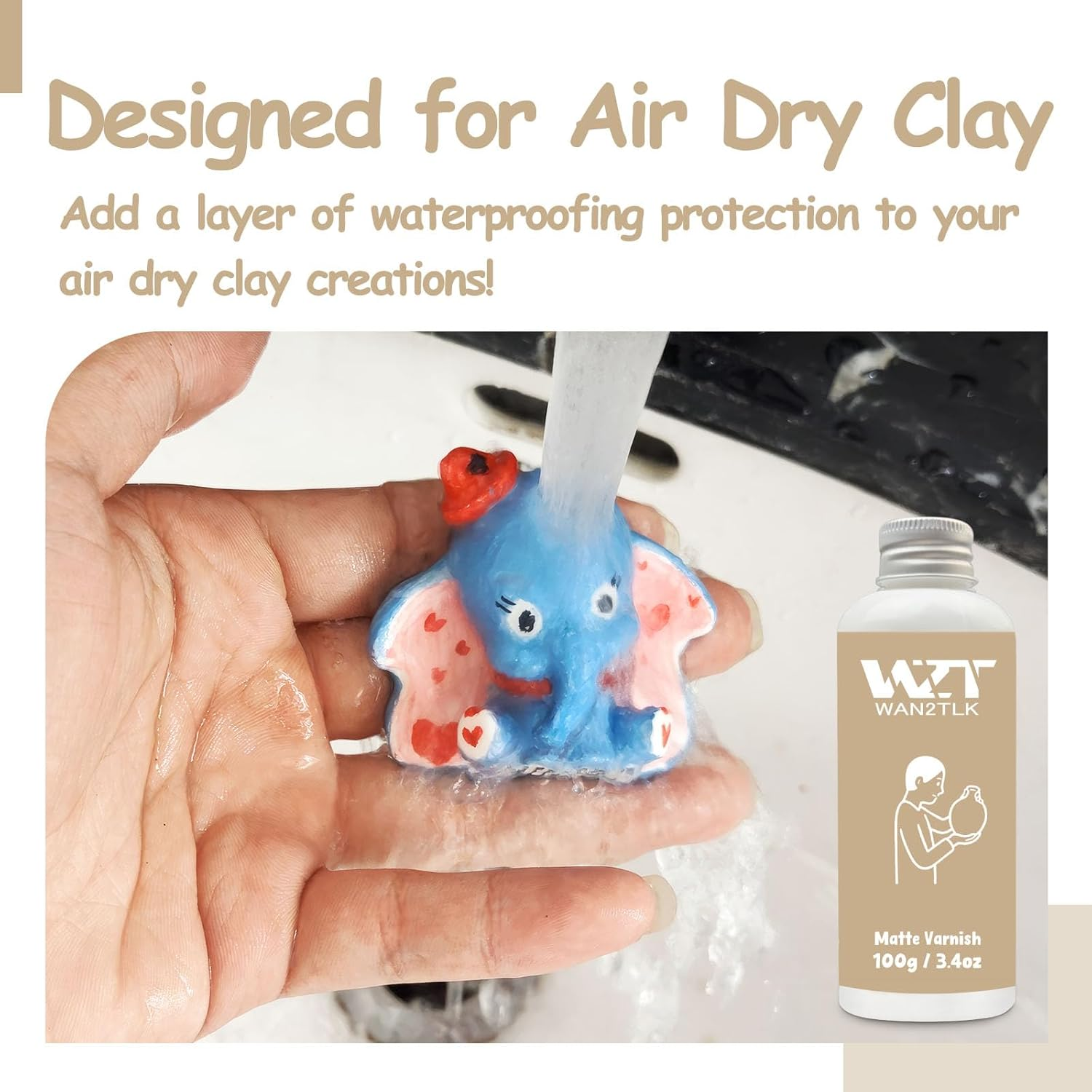 100Ml Air Dry Clay Glaze, Clear Clay Glaze for Air Drying Clay, Varnish for Pottery and Acrylic Paint, Waterproof and Scratch Resistant, Design for Air Dry Clay (Matte Varnish) image number 4