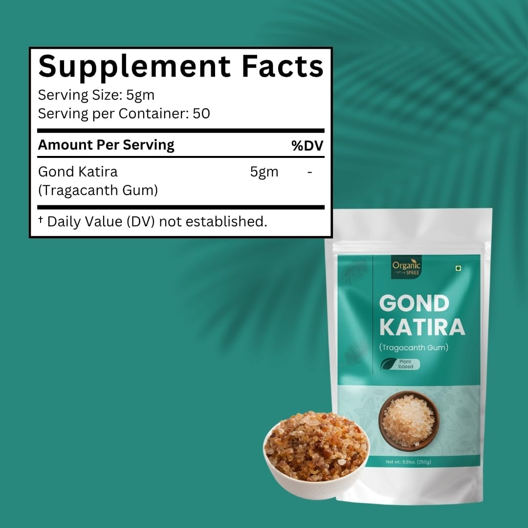 Organic Spree Gond Katira - Tragacanth Gum - Gomme Adragante - Goma Tragacanto - 250Grams (8.81 Oz)