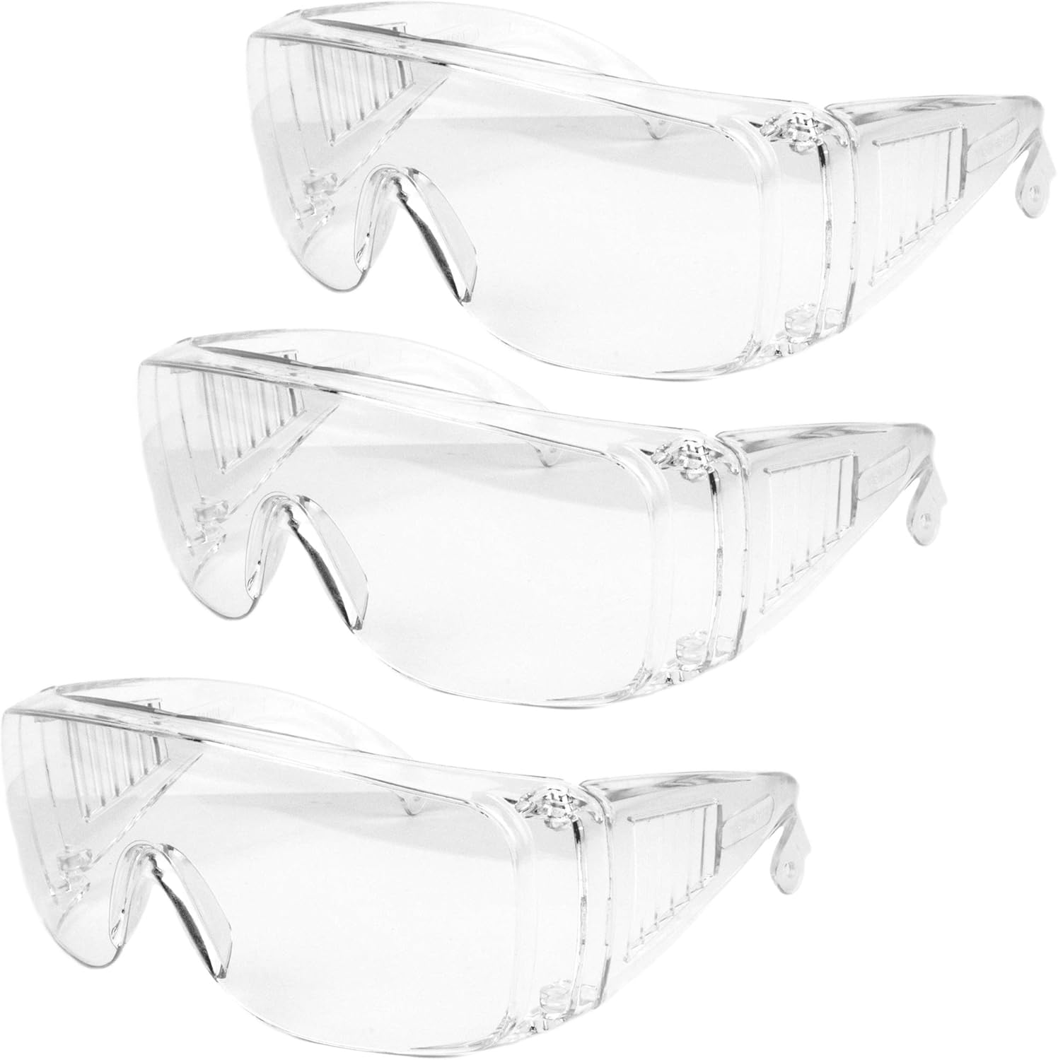 3 Pack Safety Glasses over Eyeglasses (Anti-Fog & Scratch Resistant) Crystal Clear Eye Protection - OTG Safety Goggles image number 4