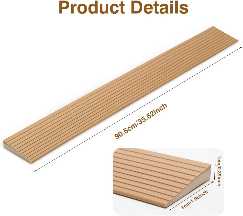 Threshold Ramp, Door Threshold Ramp, PVC Wheelchair Ramp, Non-Slip Surface, Rubber Ramp, Threshold Ramp for Wheelchair, Pushchair, Rollator or E Scooter