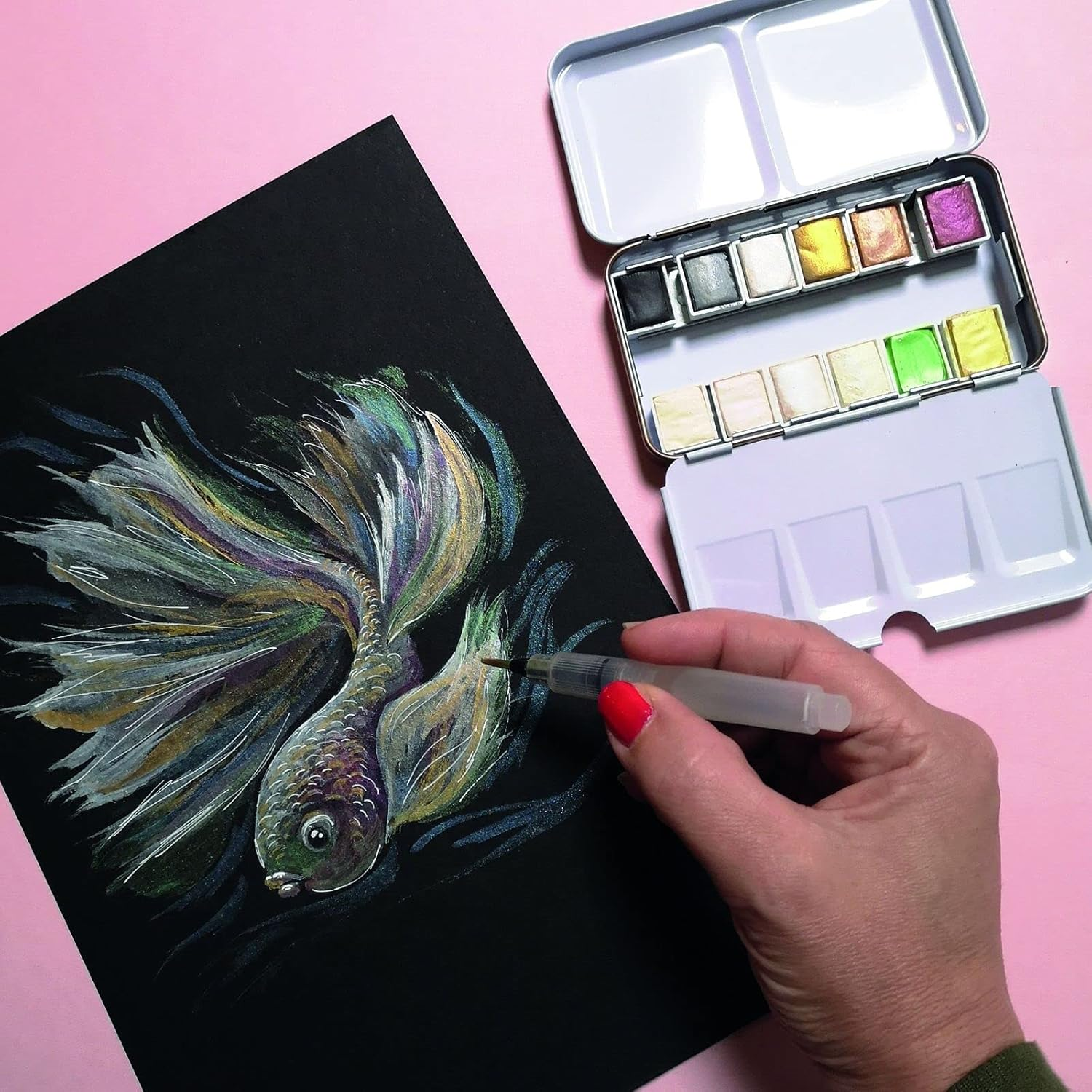 Florence Watercolour Paper Smooth - Aquarelle Paper for Water Paint 12 X 12 Inch - Black - Drawing Pad and Art Book for Drawing, Art Paper and Watercolour - 300 GSM image number 2