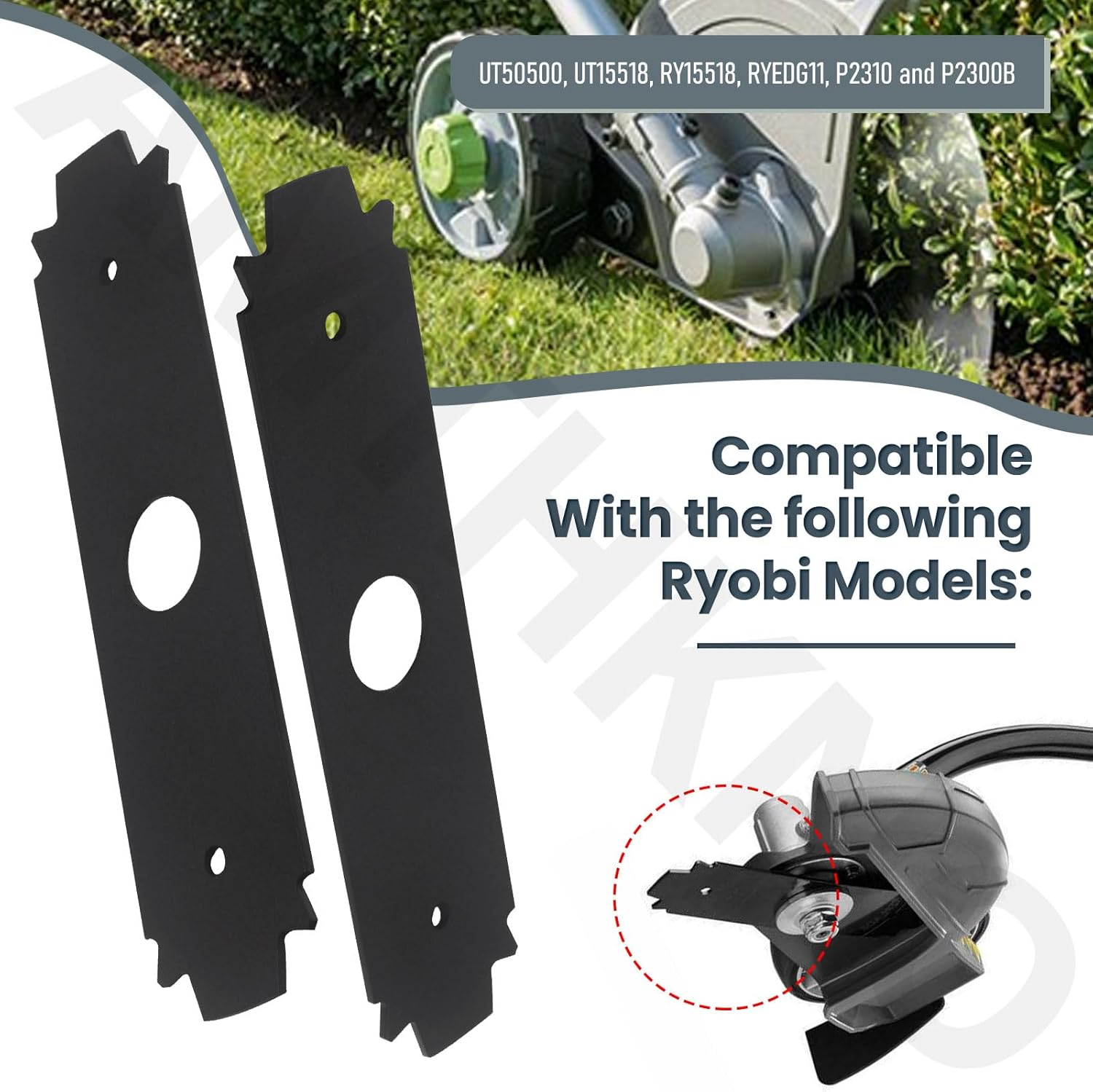 AC04215 Reversible Heavy Duty Hardened Steel Edger Blade - for Replacement Ryobi 8 Inch Edger Blade, Fits Edgers Models UT50500, UT15518, RY15518, RYEDG11, P2310 and P2300B. (2) image number 2