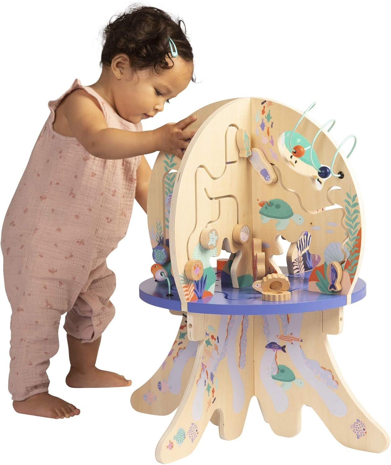 Manhattan Toy Deep Sea Adventure Wooden Toddler Activity Centre with Clacking Clams, Spinning Gears, Gliders and Bead Runs image number 6