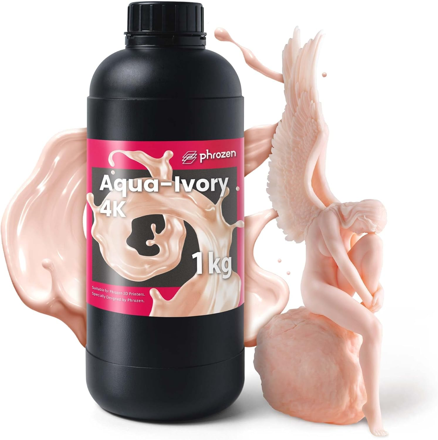 Phrozen Aqua Gray 8K 3D Printer Resin | Uv-Curing Resin for Most 405Nm LCD/DLP Printers | High Resolution, Wide Applications - Gray (1Kg)