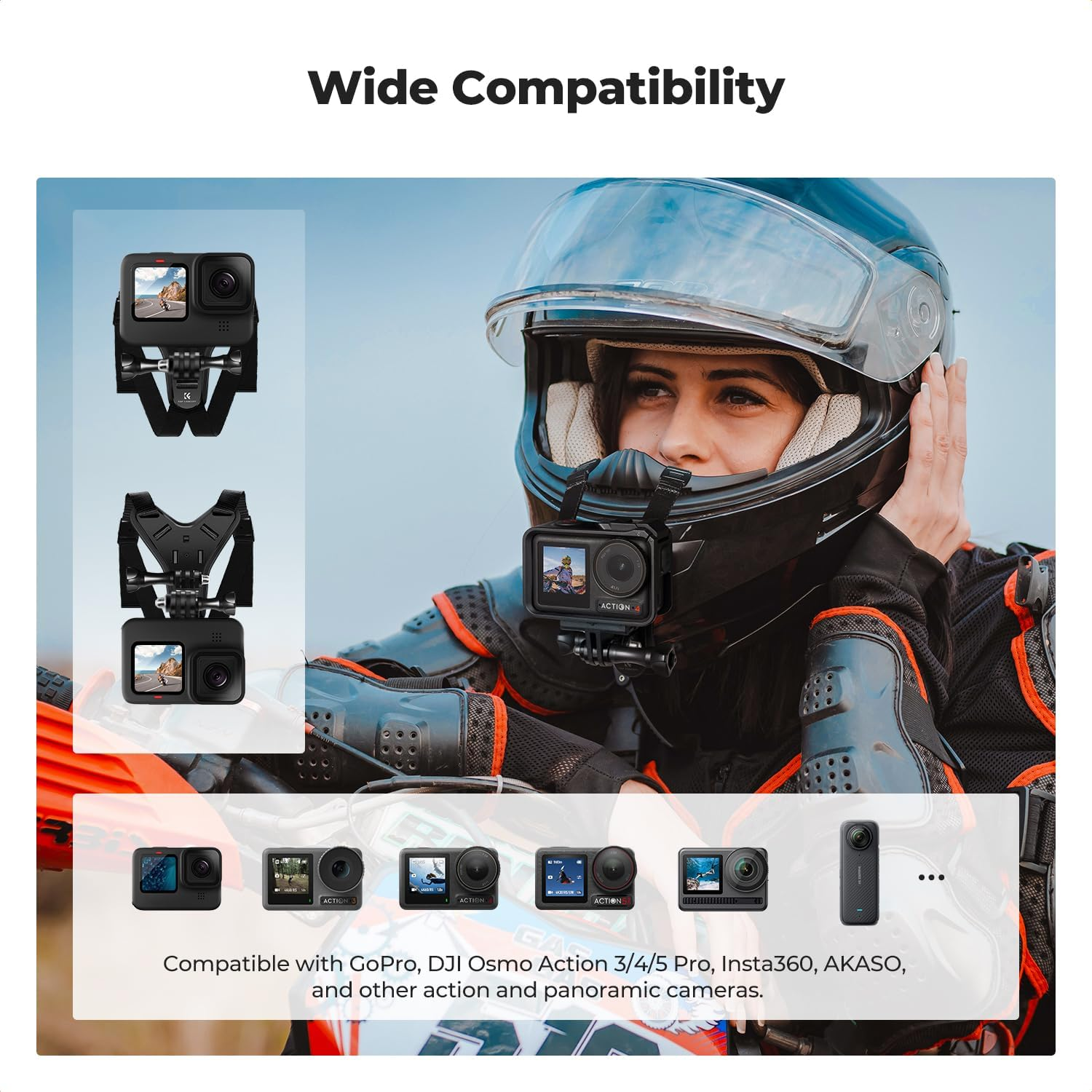 K&F Concept Action Camera Motorcycle Dirt Bike Helmet Chin Strap Mount, Helmet Holder Mounting Attachment for Gopro Hero 13/12/11/10/9/8/7/6/5/4/DJI Osmo Action 5Pro/4/3/Insta360 X5/X4/X3 image number 6