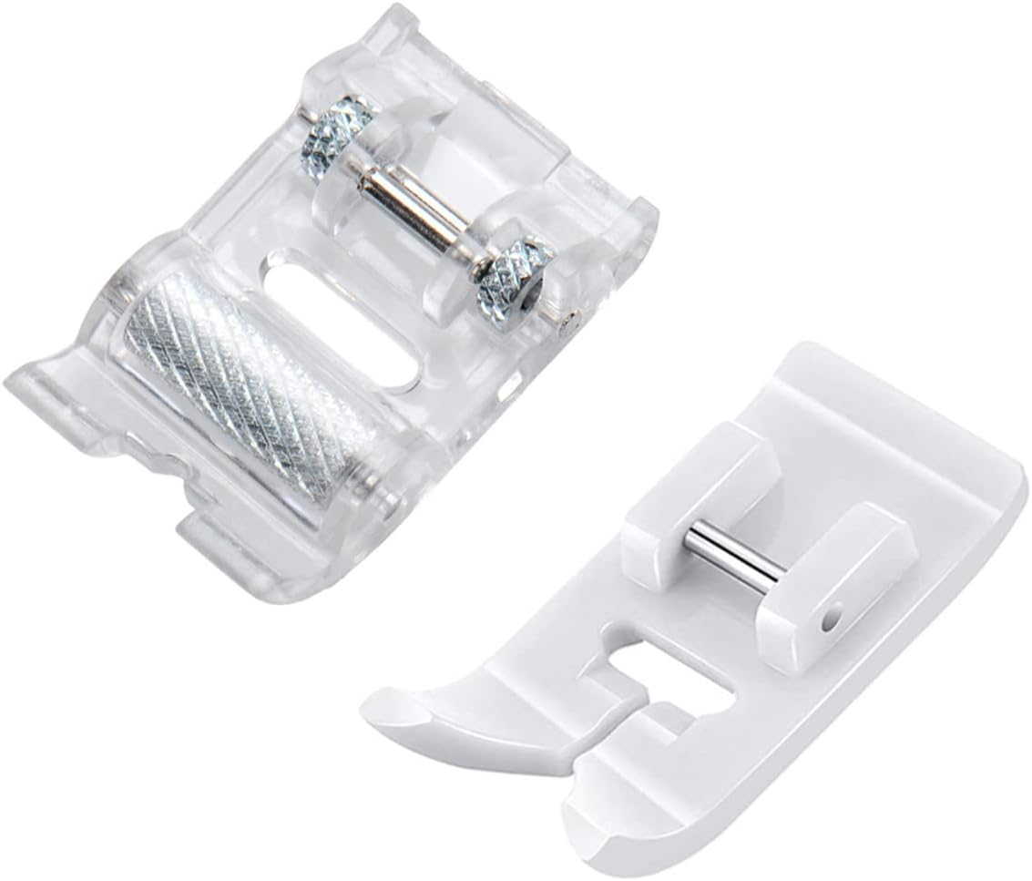 2 PCS Roller Sewing Machine Presser Foot and Non-Stick Zigzag Teflon Sewing Machine Presser Foot - Fits All Low Shank Snap-On Singer, Brother, Babylock, Janome Sewing Machine image number 2