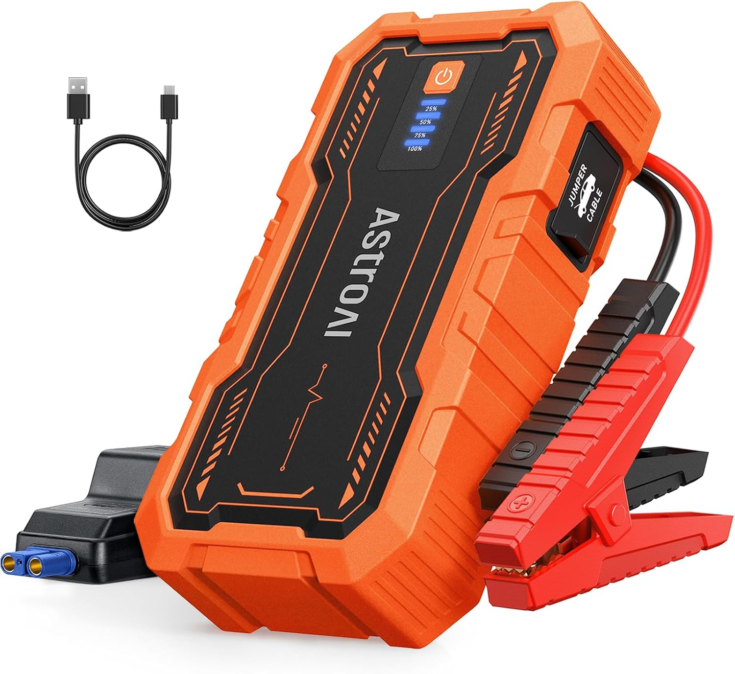 Astroai S8 Pro Car Jump Starter Power Bank, 3000A Portable Car Battery Jump Starter for 12V Vehicles up to 9.0L Petrol & 7.0L Diesel Engines (Orange) image number 2
