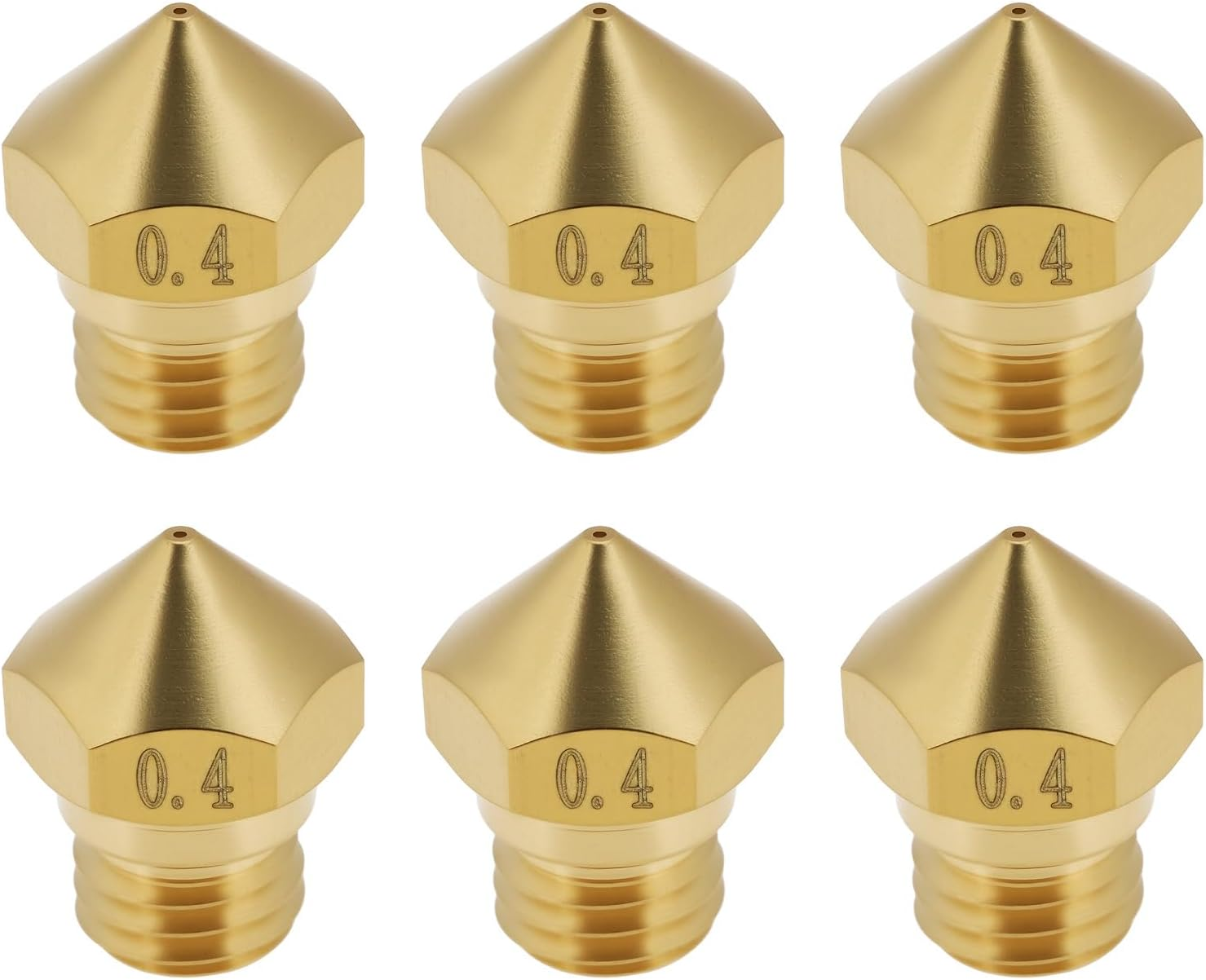 Emagtech 6Pcs 0.4Mm 3D Printer Brass Nozzle MK10 Nozzle M7/1.75Mm Compatible with Flashforge Finder Compatible with Creator Pro image number 3