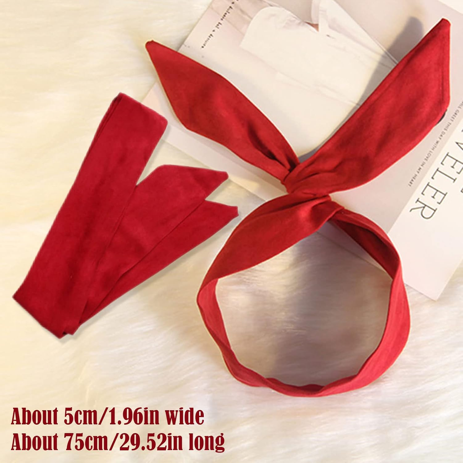 4 Pieces Headband with Bow Vintage, Headband Women Headband Women'S Hair Band Bow Hair Band Wire Retro Headband Hair Band with Wire Plain Hair Band Rockabilly Women'S Wire Bendable Hair Band image number 2