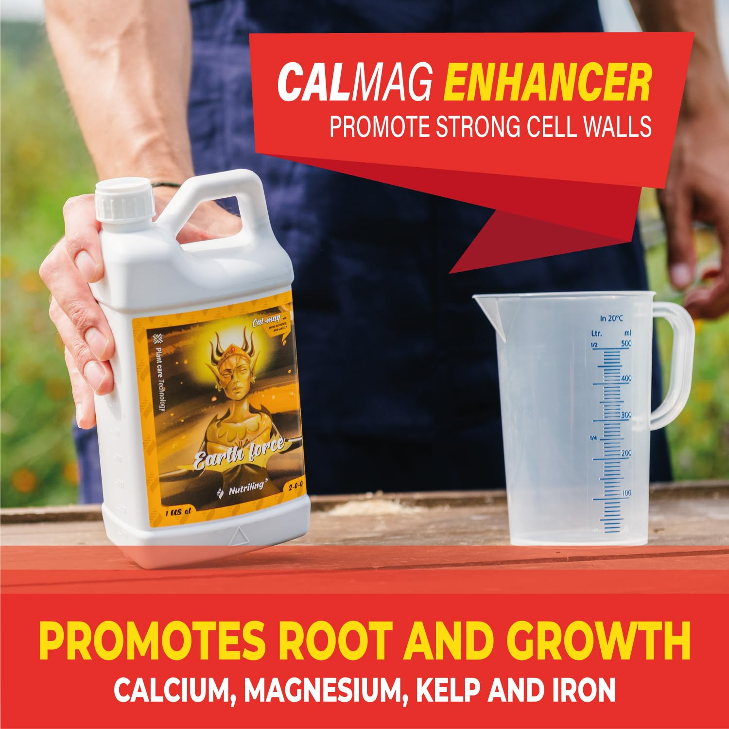 Earth Force 2-0-0 - Cal Mag for Plants. Cal-Mag for Plants Fertiliser for Healthy Buds. Excelent Calcium Magnesium Fertiliser. Ideal Calmag for Plants and Hydroponic Nutrients - 1 L image number 2