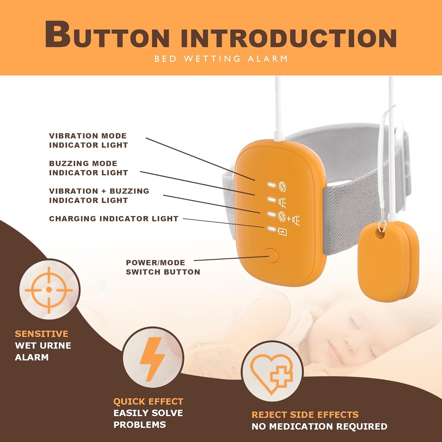 Wireless Enuresis Alarm, Bed Wetting Reminder for Kids and Elderly, Potty Training Aid with Vibration and Sound Alerts, Proven Solution for Bedwetters image number 3