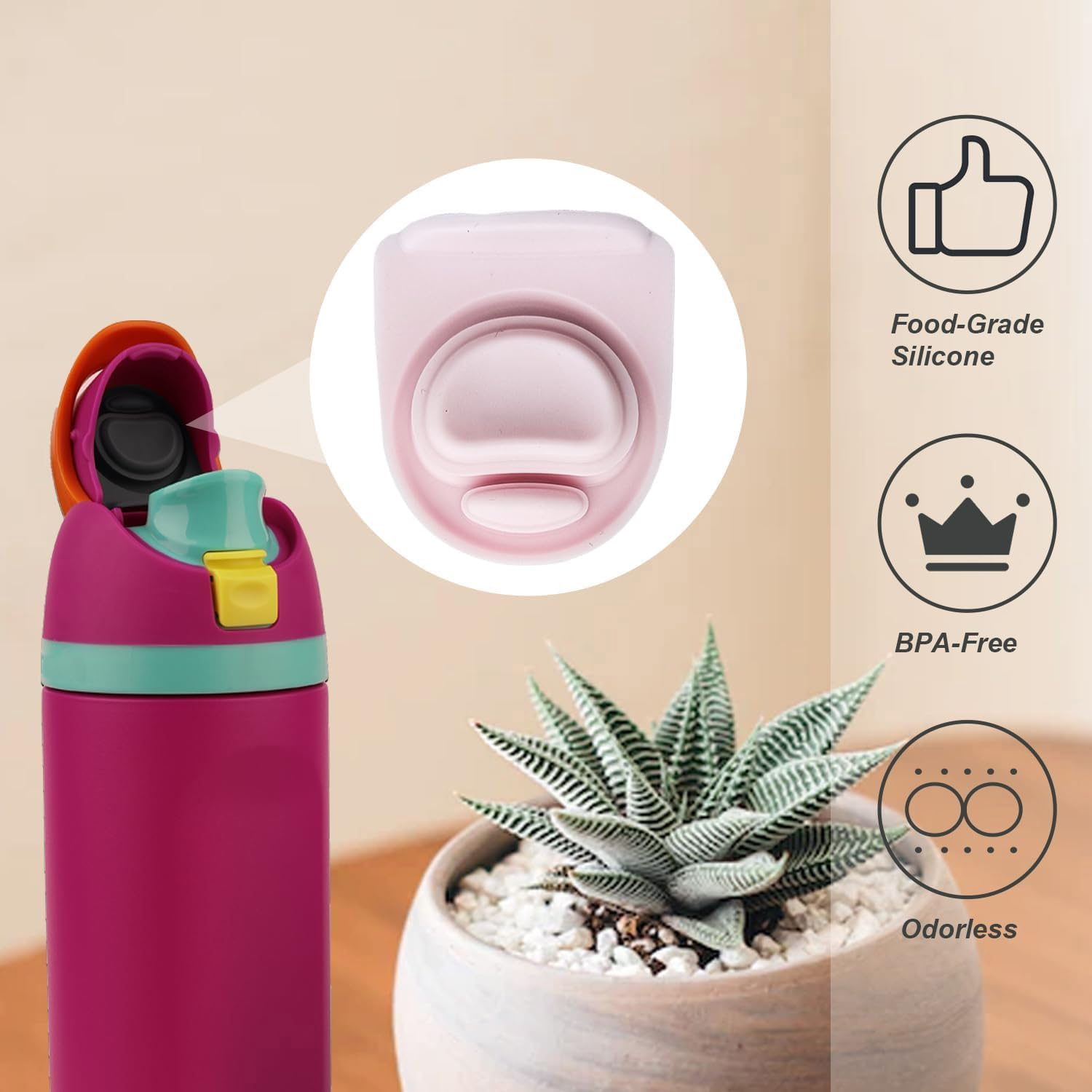 4 Pcs Replacement Stopper Compatible with Owala Freesip,Water Bottle Top Lid Parts for Owala 19/24/32/40 Oz Bpa-Free Seal Bottle Cap Mouth Stopper Gasket Silicone Plug Accessories image number 1