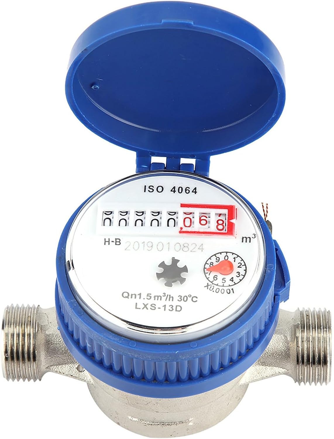 Mechanical Water Meter for Water Meter, Watermeter Garden and Home Usage 15Mm Copper Cold Water with Arbitrary Rotation Function and 6 Accessory image number 4