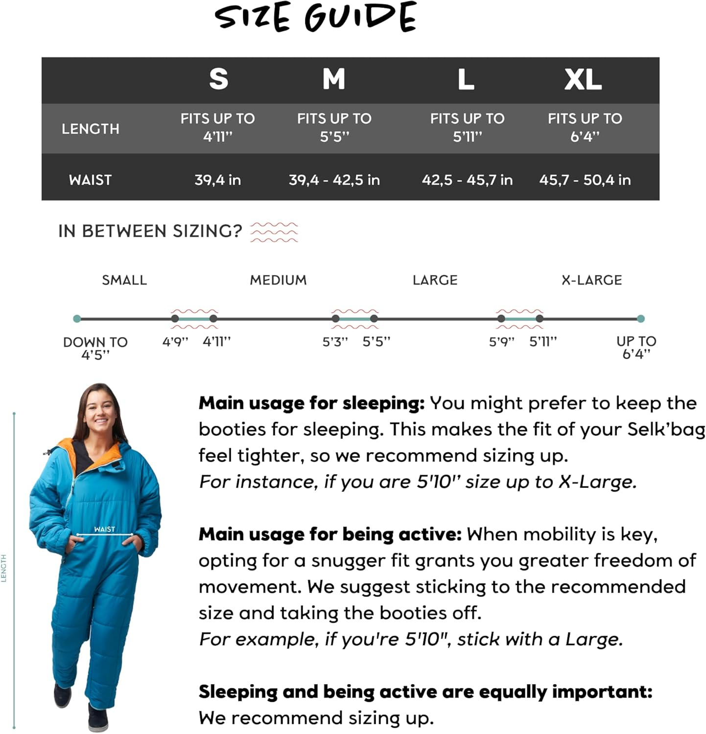 Selk'Bag Lite Wearable Sleeping Bag - Outdoor and Indoor Sleeping Bags for Camping, Hiking, Travel, and Backpacking W/Stuff Sack - Lightweight Sleeping Bag Suit - Temp Rating 48-55 Degrees F image number 2