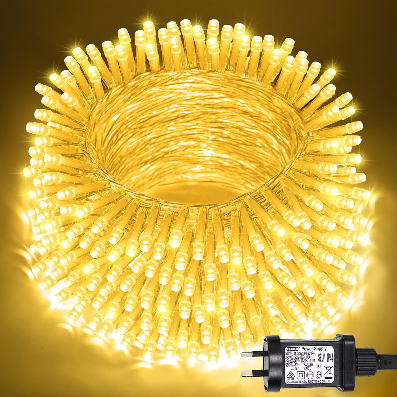 66Ft 200 LED Christmas String Lights Indoor Outdoor Waterproof, Warm White Christmas Lights Clear Wire, Twinkle Fairy Lights Plug in for Yard Wall Room Bedroom Classroom Home Tree Decorations