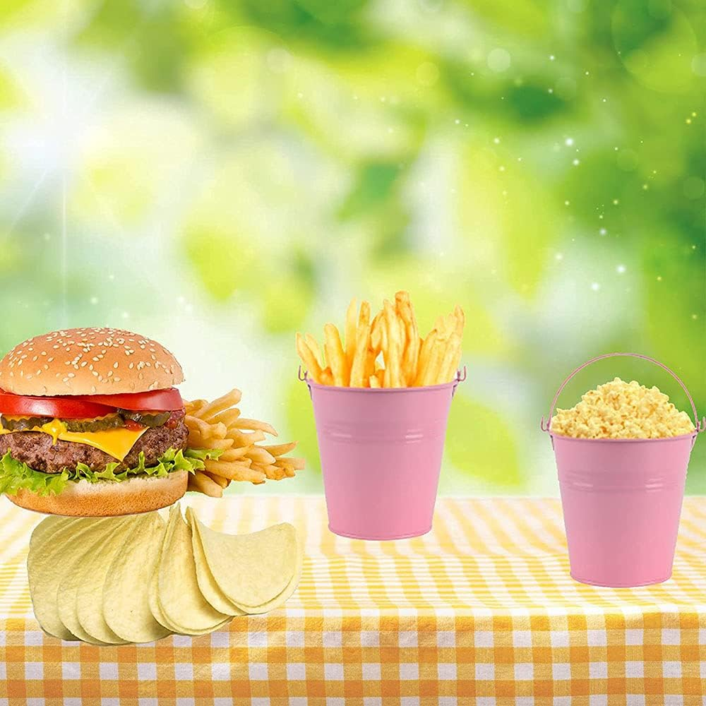 Small Metal Bucket Flower Pot, Mini Bucket Metal for Candy, Pack of 12 Mini Metal Flower Pot, Mini Table Decoration Bucket, Colourful, Metal Bucket with Hanging, Wedding Party Favour Supplies image number 4