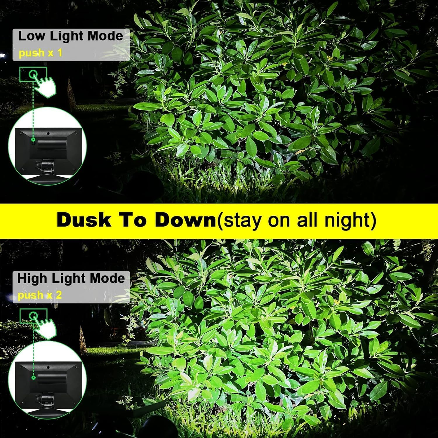 Always on Solar Spotlight Dusk to Dawn, Ultra Bright Patio Wall Light, 5000Mah Solar Focus Lights Outdoor, 210&deg; Adjustable Solar Security Spot Lights Wall Mount&Stake Stand Waterproof, 1-Pack image number 4