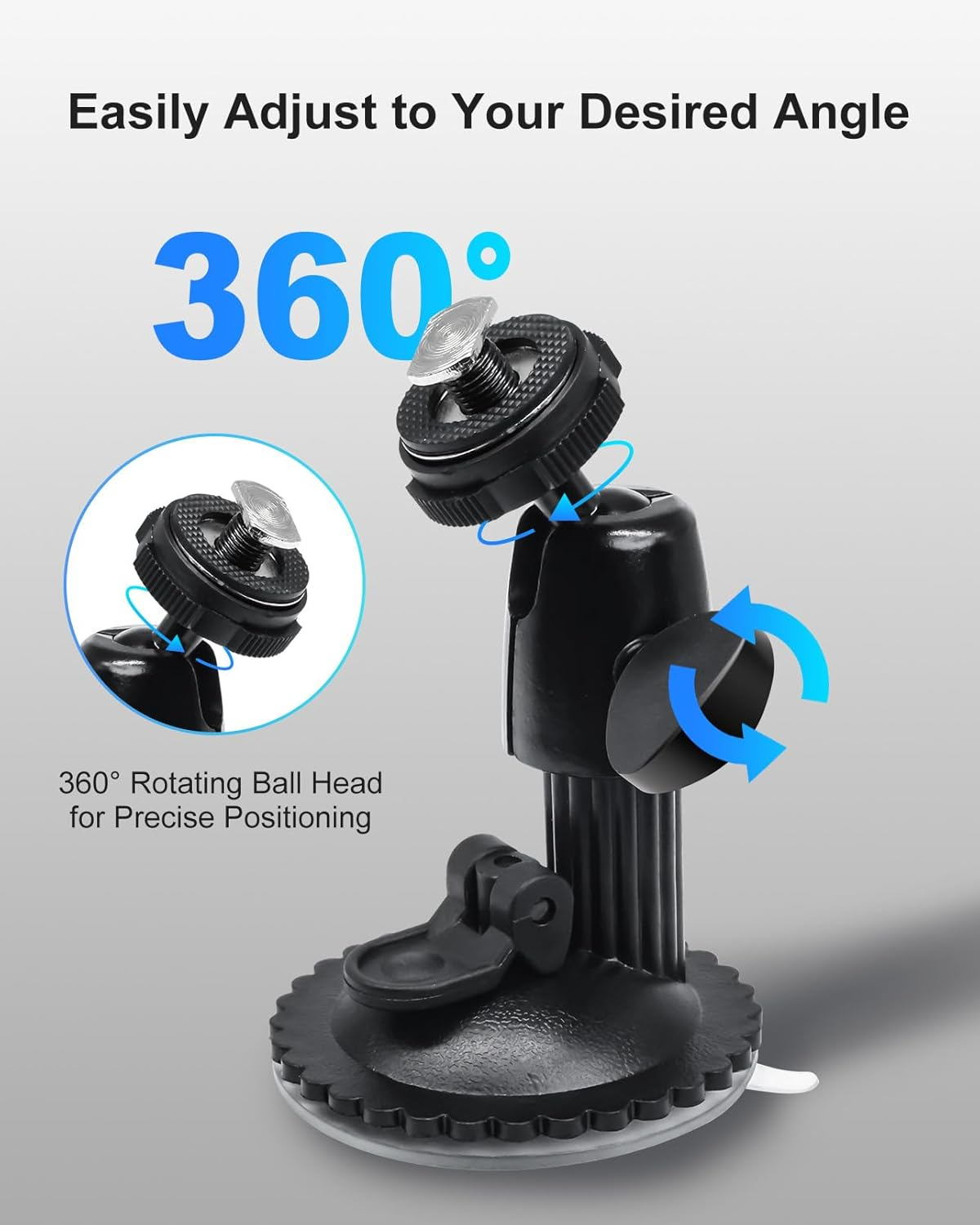 Windshield Suction Mount for Reversing Camera Monitor &ndash; 5Kg Load Capacity, 360&deg; Adjustable Ball Head, Metal Construction, No Drill Easy Install for Car, Truck, RV image number 3