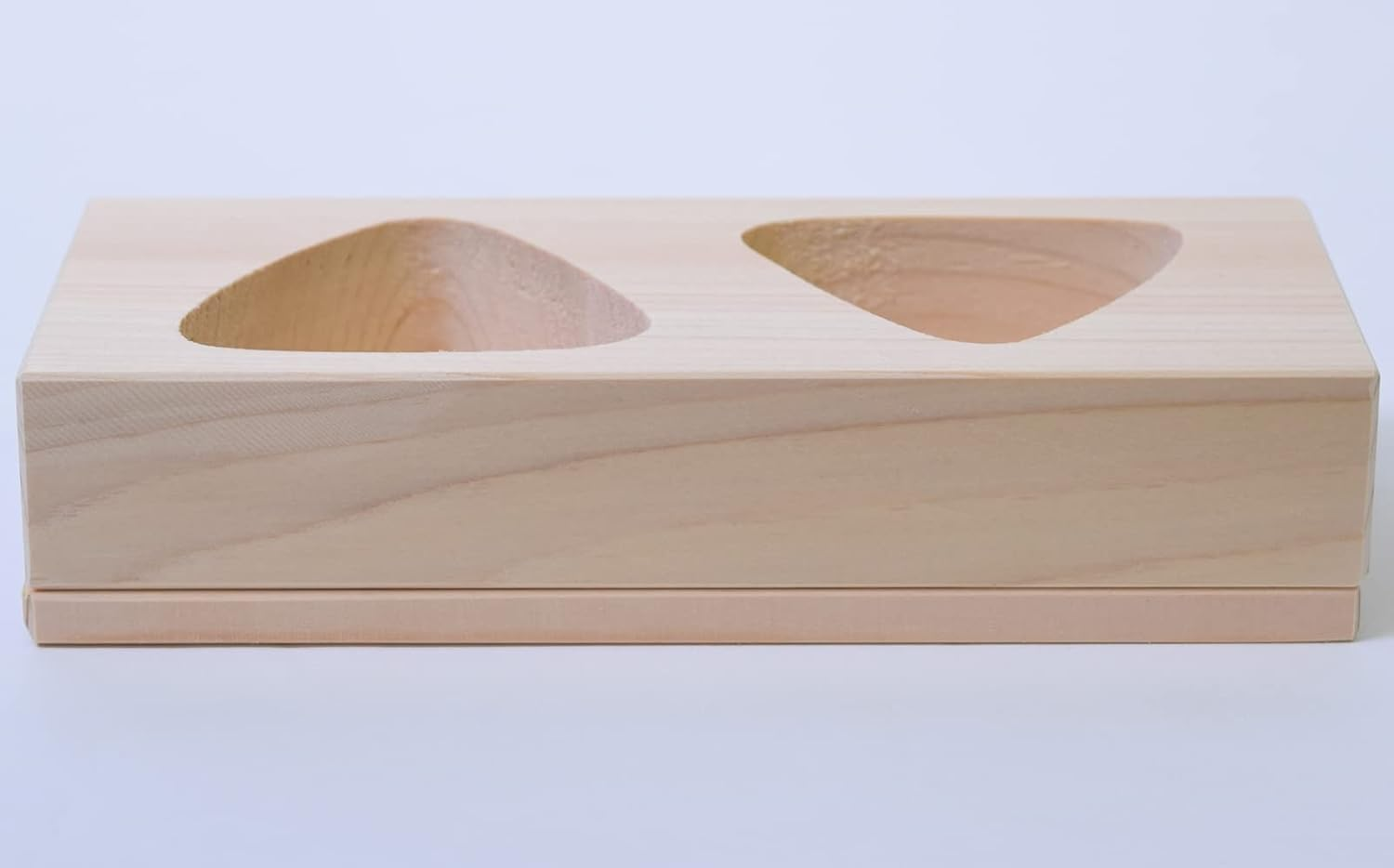 木曽工芸 Cypress Onigiri Mold, おにぎり型 2ツ穴 (7.5&times;18&times;3Cm), Beige image number 1